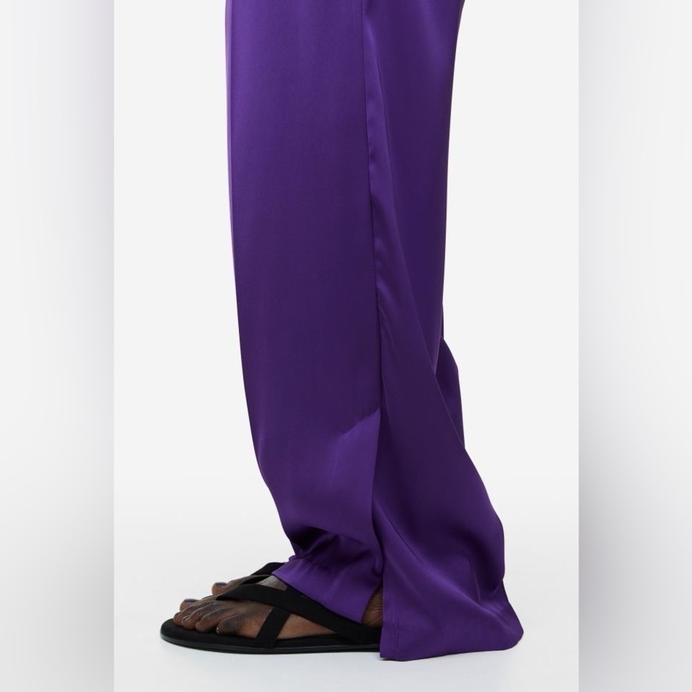 Wide leg purple satin pants - Picture 6 of 11